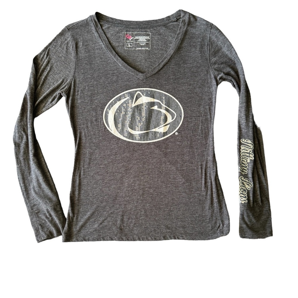 Penn State women’s V-neck long sleeve t-shirt Sequins Size Med Nittany Lions